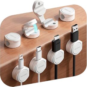 8 Pack Cord Organizer Magnetic Silicone Cable Clips [8 mm Wider Cable Accessible] Desk Wire Management, FLYLEAD Desktop Cord Holder for Nightstand, Office Workspaces Desk Organization Home Accessories