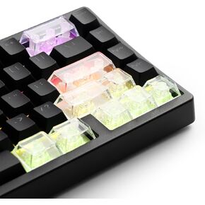 XVX Clear Keycaps, Blank Crystal Transparent Key caps, PC Material Custom DIY Keyboard Caps, Candy Backlit Keycap Cherry Profile Keycaps for MX Switches Mechanical Keyboard (49pcs)