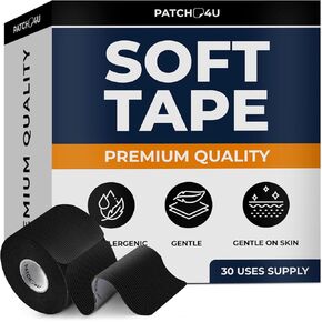 Soft Tape (30 Pack) - Pain Free Removal, Hypoallergenic, Latex Free & Gentle On Skin - Skin Friendly Adhesive Cotton Tape