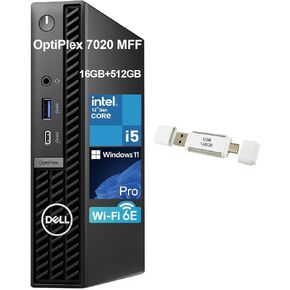 Dell OptiPlex 7020 7000 MFF Intel i5-12500T (6 Cores, Beats Intel i7-11700T),16GB DDR5 RAM, 512GB NVMe SSD, WiFi 6E,DisplayPort, Wired KB & Mouse, w/USB3.1 128GB, Windows 11Pro, Business Desktop