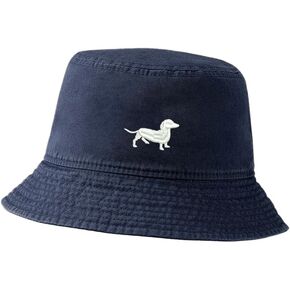 Mens Bucket Hat for Fishing Dachshund Dog Embroidered Washed Cotton Hat Outdoor Outdoor Sun Hat