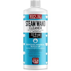 IMPRESA 32 oz Steam Wand Cleaner, Removes Mineral Buildup and Milk Protein Residue in Steam Wands, Milk Frothers, and Stainless-Steel Pitchers, Up to 192 Uses, Barista Cleaning Tool