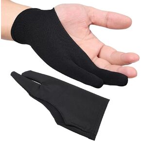 5 Pack Artist Gloves, Palm Rejection Drawing Glove for Graphic Tablet, Two Finger Digital Drawing Glove for Right Hand and Left Hand, Art Glove, Elasticity Breathable (L)