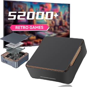 Mini PC with 52247 Retro Games, N100 CPU, LPDDR4 3200MHz 8GB RAM, Retro Game Console with 2T Retro Drive, Compatible with Batocera 40 System & Win11 Pro, UHD High Graphics, 4K Dual-Screen Output,WiFi