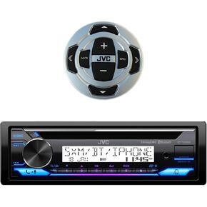 JVC KD-T92MBS Marine Motorcycle Sports CD Player Receiver with Bluetooth Wireless Technology and Front USB AUX Stereo SiriusXM Ready iPod iPhone Player with Marine Boat Wired Remote