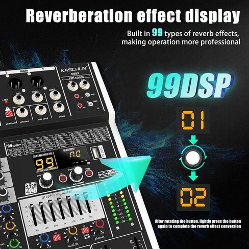 Professional Audio Mixer,4-channel audio interface mixer,99 bit DSP Reverb Sound,4 ohm 2 * 250 Watt Output +48V Bluetooth power amplifier studio,Audio Mixer,Concert party, Karaoke Studio（EX4) in Saudi Arabia
