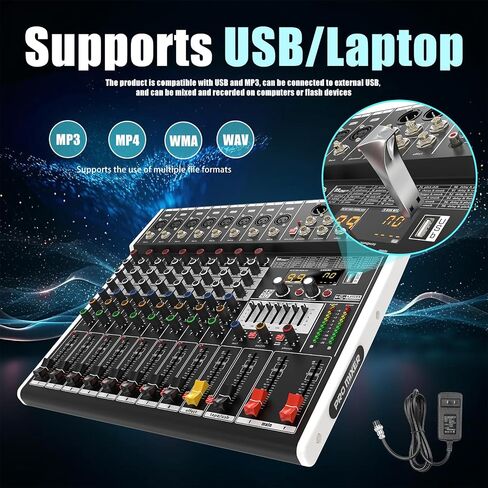 Professional Audio Mixer,4-channel audio interface mixer,99 bit DSP Reverb Sound,4 ohm 2 * 250 Watt Output +48V Bluetooth power amplifier studio,Audio Mixer,Concert party, Karaoke Studio（EX4) in Saudi Arabia