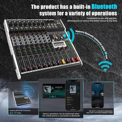 Professional Audio Mixer,4-channel audio interface mixer,99 bit DSP Reverb Sound,4 ohm 2 * 250 Watt Output +48V Bluetooth power amplifier studio,Audio Mixer,Concert party, Karaoke Studio（EX4) in Saudi Arabia