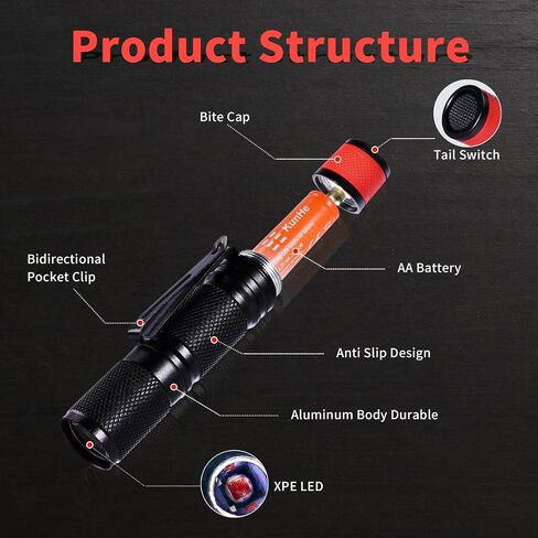 KunHe 2 Pack Red Light Flashlight Single Mode 3W Red Mini Aluminum Waterproof Red Pocket Flashlight with Clip for Obeservation Turtle Safe Hunting Night Detector Gift in Saudi Arabia