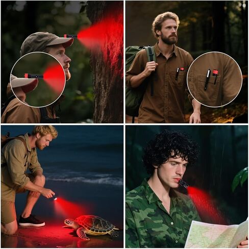 KunHe 2 Pack Red Light Flashlight Single Mode 3W Red Mini Aluminum Waterproof Red Pocket Flashlight with Clip for Obeservation Turtle Safe Hunting Night Detector Gift in Saudi Arabia