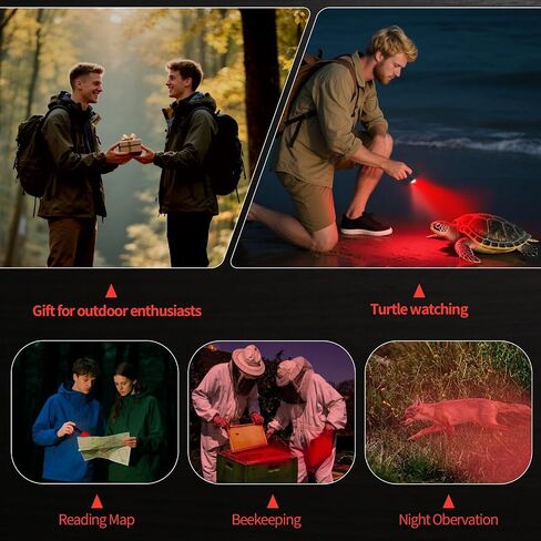 KunHe 2 Pack Red Light Flashlight Single Mode 3W Red Mini Aluminum Waterproof Red Pocket Flashlight with Clip for Obeservation Turtle Safe Hunting Night Detector Gift in Saudi Arabia