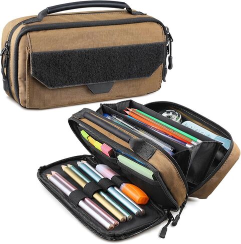 Large Capacity Pencil Case Pouch with Zipper, Molle Tactical Pencil Bag Carry Handle, Pen Pouch for Men in Kuwait
