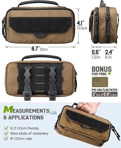 Large Capacity Pencil Case Pouch with Zipper, Molle Tactical Pencil Bag Carry Handle, Pen Pouch for Men in Kuwait