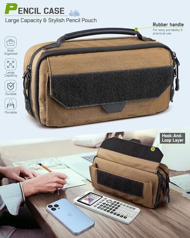 Large Capacity Pencil Case Pouch with Zipper, Molle Tactical Pencil Bag Carry Handle, Pen Pouch for Men in Kuwait