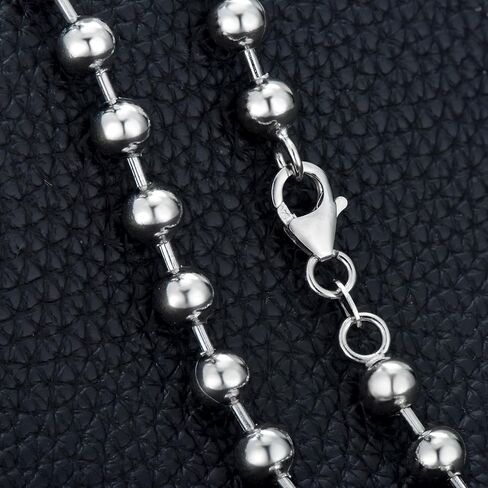 Dacc & Aya Solid Silver Bead Ball Strand Chain Bracelet for Men Boys, 4MM, 6MM, 8MM, Military Ball Bead Chain Bracelet for Women with Lobster Clasp, Oxidized or Shiny, Unisex Silver Chain, 7-9 Inch in Kuwait