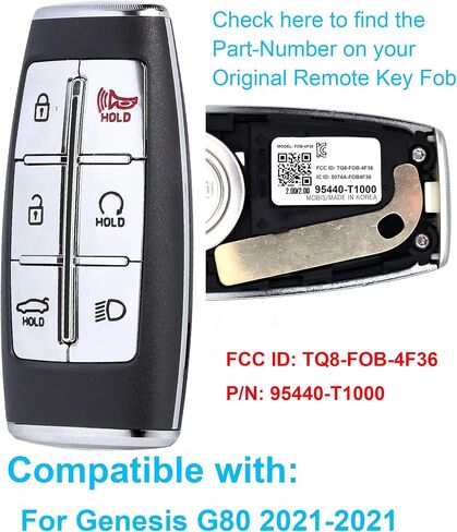 Smart Key for Hyundai Genesis G80 2021, Alliskeys 8-Buttons Proximity Key Fob Replacement for Hyundai Genesis G80 2021 TQ8-FOB-4F35 95440-T1200 in Saudi Arabia
