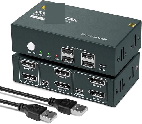 USB HDMI DP DVI VAG KVM Switch Switcher for Windows10 PC 2 4 8 16 in 1 2 Out Keyboard Mouse Printer Sharing 4 Device USB Switch(4K-2in-2out-KVM-HDMI) in Kuwait