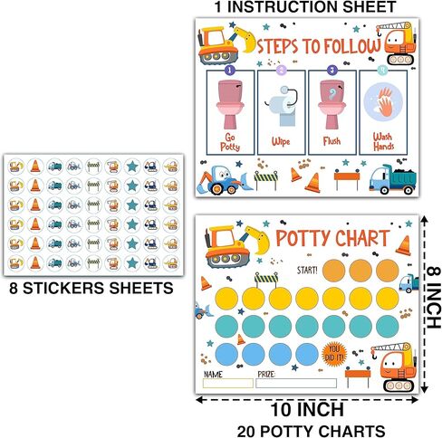 Dinosaur Potty Training Sticker Chart, 10 Potty Charts with 216 Round Stickers & 1 Instruction Sheet, Potty Reward Sticker Chart for Toddlers Boys - A21 in Kuwait