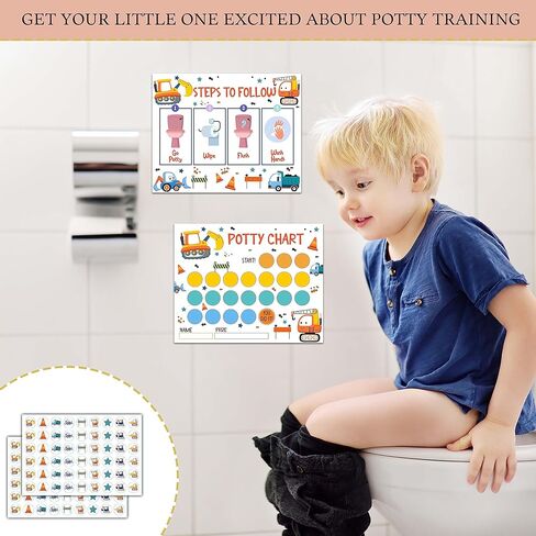 Dinosaur Potty Training Sticker Chart, 10 Potty Charts with 216 Round Stickers & 1 Instruction Sheet, Potty Reward Sticker Chart for Toddlers Boys - A21 in Kuwait