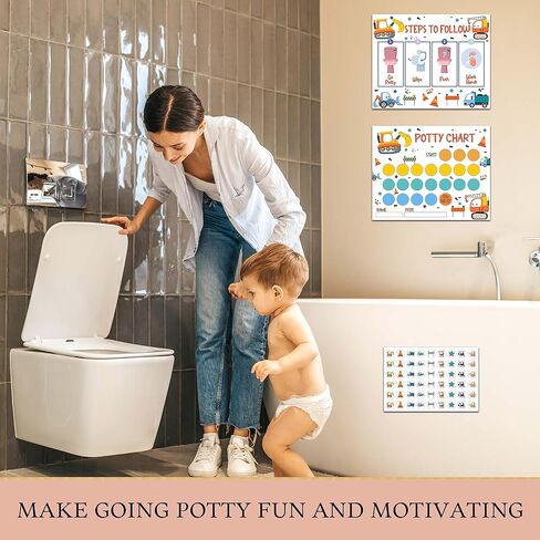 Dinosaur Potty Training Sticker Chart, 10 Potty Charts with 216 Round Stickers & 1 Instruction Sheet, Potty Reward Sticker Chart for Toddlers Boys - A21 in Kuwait