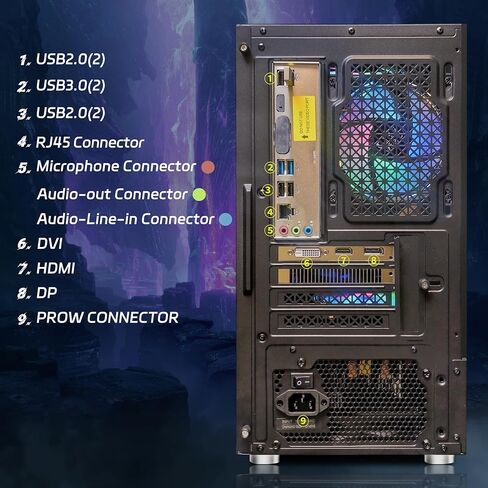 كمبيوتر سطح المكتب STGAubron-Gaming PC-RX 560 4GB-Intel i7 Xeon E5 3.0 جيجا هرتز - 16 جيجا رام - 512 جيجا SSD WiFi BT-5.0، W10H64، RGB Fanx3، لوحة مفاتيح RGB وماوس ولوحة ماوس - برج كمبيوتر للألعاب، والبث in Kuwait