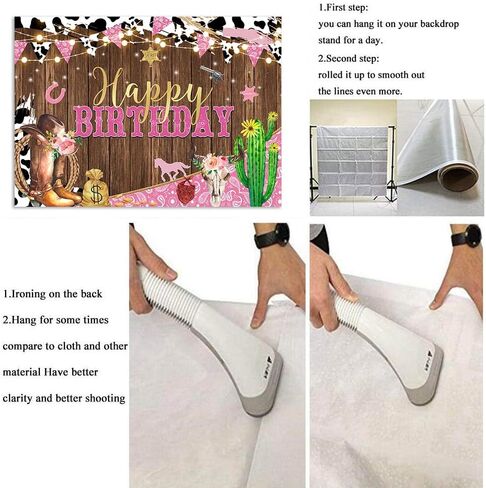 7x5ft Western Cowgirl Birthday Party Backdrop Rustic West Rodeo Boot Boot Procession Print Print Pink Wild Party Worden Cowgirl Wooden Decortations Decortations Banner in Kuwait