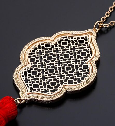 ALEXY 2 قطعة مجموعة قلادة سلسلة طويلة، تخريمية رباعي الفصوص وعقدة سلتيك قلادة شرابة Y القلائد للنساء in Saudi Arabia