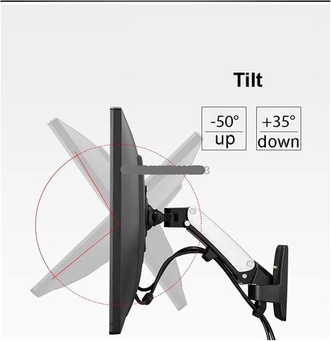 F120 17-27 Inch Gas Spring TV Wall Mount LCD Monitor Stand Aluminum Arm Stand Silver Black(Silver Grey) in Saudi Arabia