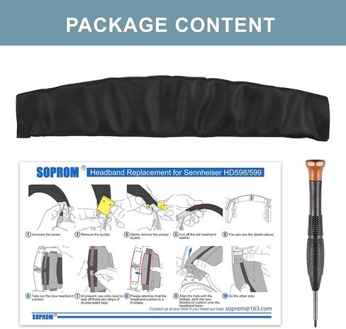 SOPROM Headband Kit Replacement for Sennheiser HD579/HD598/HD598SE/HD598CS/HD598SR/HD599/HD599SE Headphones, Replacement Headstrap Pad Repair Part(Black) in Kuwait