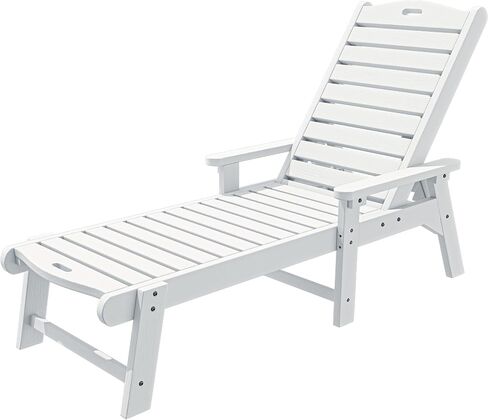 YITAHOME Outdoor Chaise Lounge Set of 4 for Outside with Retractable Tray, Patio Lounge Chair with 5-Position Backrest & Wide Armrests, Waterproof Chaise Lounge Outdoor for Garden Poolside Deck (Navy) in Saudi Arabia