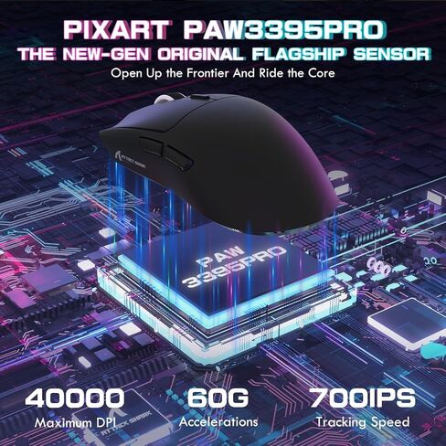 ATTACK SHARK X1 Ultralight Wireless Gaming Mouse with Magnetic RGB Charging Dock,Anti Slip Grip Tape,PixArt PAW3395 Pro Sensor,40000DPI,BT/2.4Ghz/Wired,Optical Micro Switch for PC Mac Gamer(Black) in Saudi Arabia