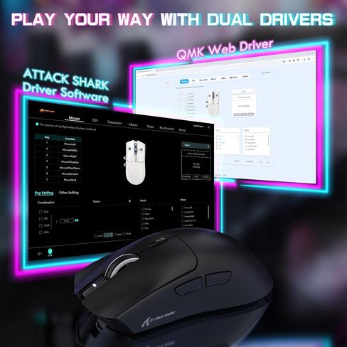 ATTACK SHARK X1 Ultralight Wireless Gaming Mouse with Magnetic RGB Charging Dock,Anti Slip Grip Tape,PixArt PAW3395 Pro Sensor,40000DPI,BT/2.4Ghz/Wired,Optical Micro Switch for PC Mac Gamer(Black) in Saudi Arabia