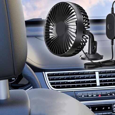 مروحة سيارة USB 12V 24V المحمولة Universal 3 سرعات مروحة الدورة الدموية القابلة للتعديل لسيارة Van Truck RV سيدان SUV ، الأخضر in Kuwait