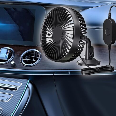 مروحة سيارة USB 12V 24V المحمولة Universal 3 سرعات مروحة الدورة الدموية القابلة للتعديل لسيارة Van Truck RV سيدان SUV ، الأخضر in Kuwait