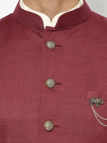 KISAH Men's Indowestern Maroon Kurta Sherwani Set, Ethnic Indian Traditional Wear in Saudi Arabia