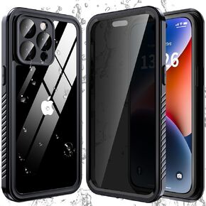 ANTSHARE for iPhone 14 Pro Max Case, with [Built-in Privacy Screen Protector] [IP 68 Waterproof], Anti-Peeping Adsorption Full Body Double Protective Case for iPhone 14 Pro Max, Black