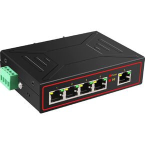 DIN-Rail Industrial Grade Ethernet Switch 5 Port 10/100M Build in Signal Enhance VLAN RJ45 Network Switch Controller