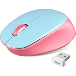 Trueque Wireless Mouse E702 2.4GHz Portable Computer Mouse with USB Receiver, Comfortable Silent Mice for Laptop, Chromebook, PC, Notebook, Desktop, Windows, Mac (Blue&Pink)