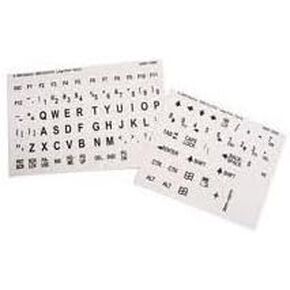 DataCal Keyboard Stickers Large Print Letters Black on White - Beige Background.