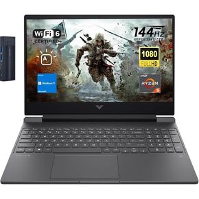 HP Victus 15.6" FHD 144Hz Gaming Laptop, AMD Ryzen 5 7535HS, Radeon RX 6550M (Beats GeForce RTX 3050), 32GB RAM 1TB SSD, Backlit Keyboard, 256gb 9H Docking Station, Windows 11 Home, Mica Silver
