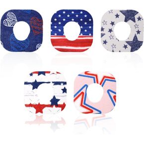25pcs Adhesive Over Patches for Dexcom G7, 5 Styles Waterproof Non-Woven American Flag Independence CGM Sensor Covers with Hole, 4th of July Patriotic Monitor Overpatch Sensor Stickers Accessories
