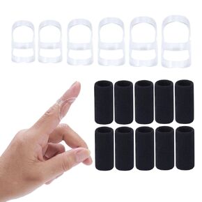12 pcs Fingr Splint Kits Including 8 Pack Oval Finger Splints Clear Type and 4 Pack Finger Sleeves, Finger Splint for Arthritis, Trigger Finger,Mallet Fingers - Trigger Finger splints For Thumb, Index, Middle, Pinky or Ring Finger (5,6,7,8,9,10,11,12)