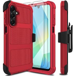 بالنسبة لحالة Samsung Galaxy A16 5G مع حامي شاشة زجاجي مقسّر ، [سلسلة الحافظة] حزام مقطع صعب صعبة الثقيلة في حالة من الهواتف الخلوية للوقاية من الصدمات الوعرة (أسود)