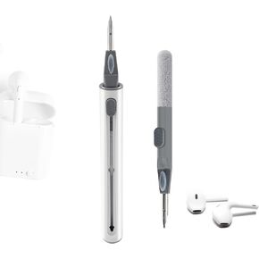 AirPods Cleaning Kit Multifunctional Earbuds Pen 3-in-1 Earbud Cleaning Tool with Soft Brush Flocking Sponge for Bluetooth Headphones Camera and iPhone (White)
