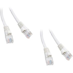 2ft, White RJ45 CAT6 Ethernet Patch Cable, UTP, Snagless/Molded Boot,(2 Pack)