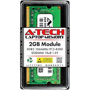 A-Tech 2GB RAM Replacement for CT25664BC1067 | DDR3 1066MHz PC3-8500 CL7 SODIMM 1Rx8 1.5V Non-ECC SO-DIMM 204-Pin Laptop, Notebook Memory Module