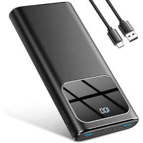 Portable Charger, Power Bank 10000mAh with PD 15w Fast Charging, 4 Outputs 3 Inputs with Built in Type-C, USB-A Battery Pack