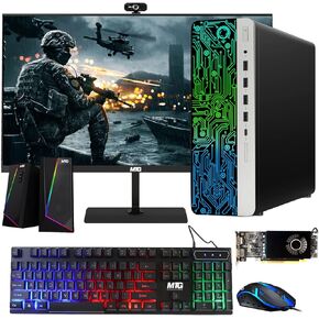 HP G3 Gaming Desktop PC, Intel Core i7 6th Gen, AMD RX 550 Graphics, 32GB RAM, 1TB SSD + 3TB HDD, MTG New 27 Inch Dual Monitor, RGB Keyboard Mouse, Speaker, Webcam, Windows 11 Pro (Renewed)