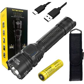 Nitecore MH25 PRO Long Throw Rechargeable Flashlight -3300 lumens, 771 Yard w/Eco-Sensa USB C Rechargeable Cable