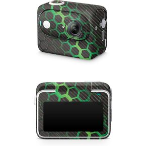 Carbon Fiber Skin Compatible with Insta360 GO 3 (2023) - Green Hex - Premium 3M Vinyl Protective Wrap Decal Cover - Easy to Apply | Crafted in The USA by MightySkins